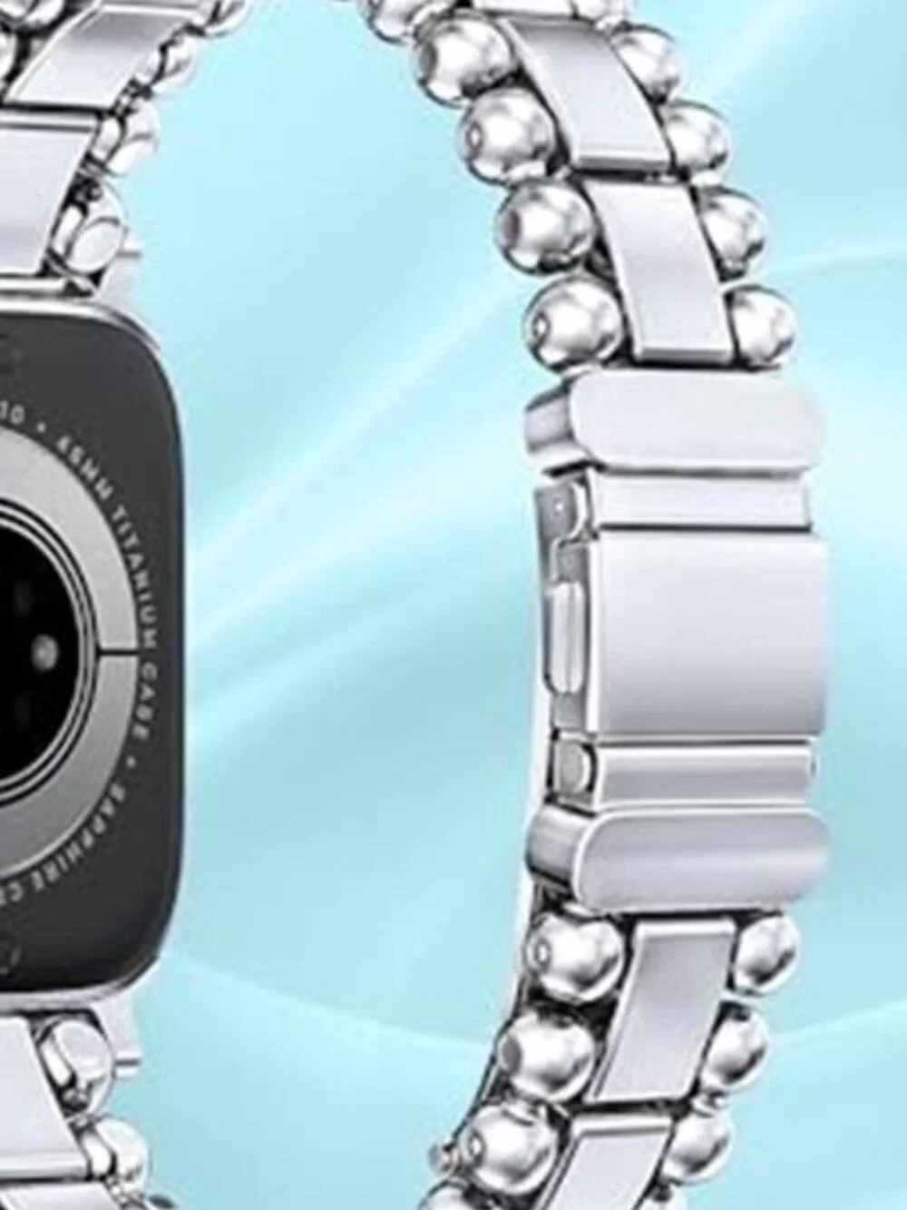 NEW Silver Luxury Beaded Dressy Apple Watch Band